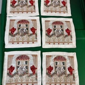 New Kim Seybert White Cat Holiday Paws Napkins Set Of Six